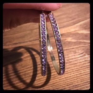 Rhinestone hoop earrings 2” diameter